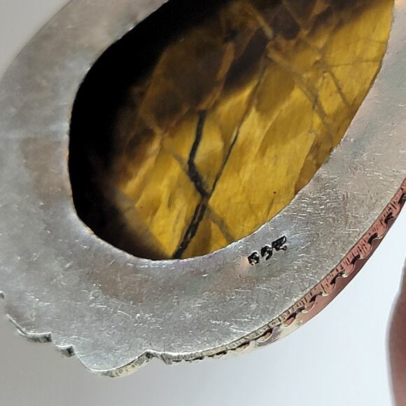 Handmade Silver Pendant With Tiger’s Eye & Rare Caribbean Larimar Gemstones - Picture 6 of 10